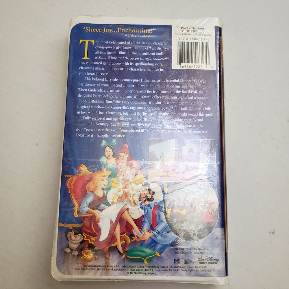 Sealed Cinderella Masterpiece VHS - Picture 2 of 6